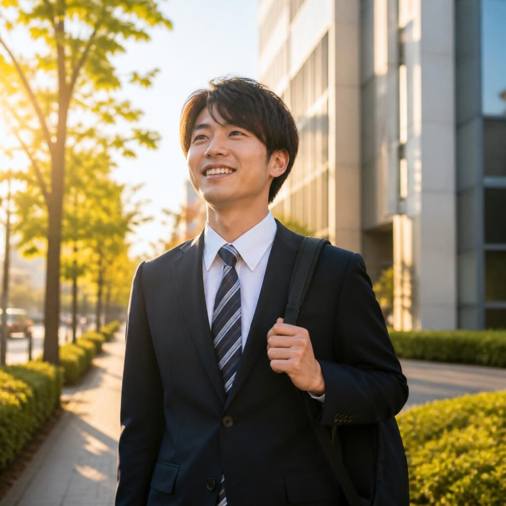 高卒からの転職に成功し前向きに歩き出す人のイメージ