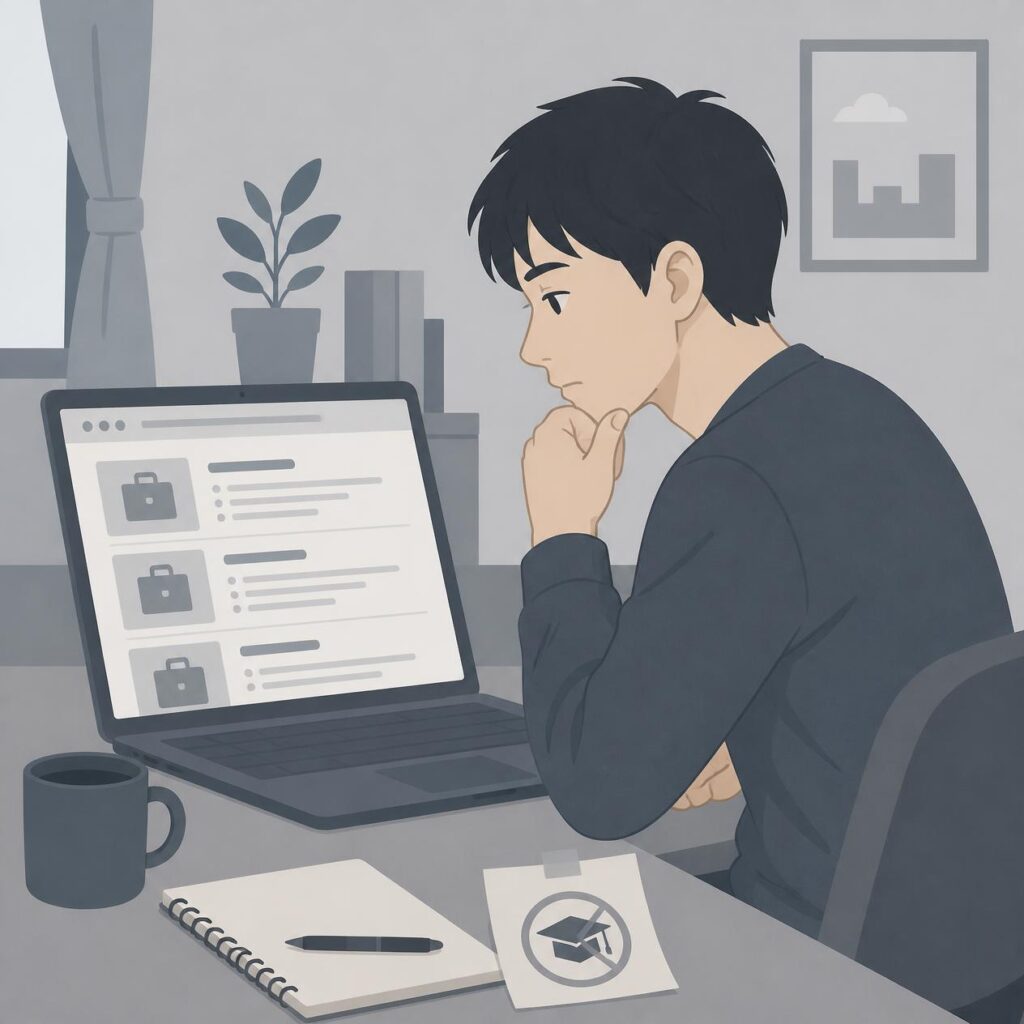 高卒での転職活動に不安を感じる人のイメージ