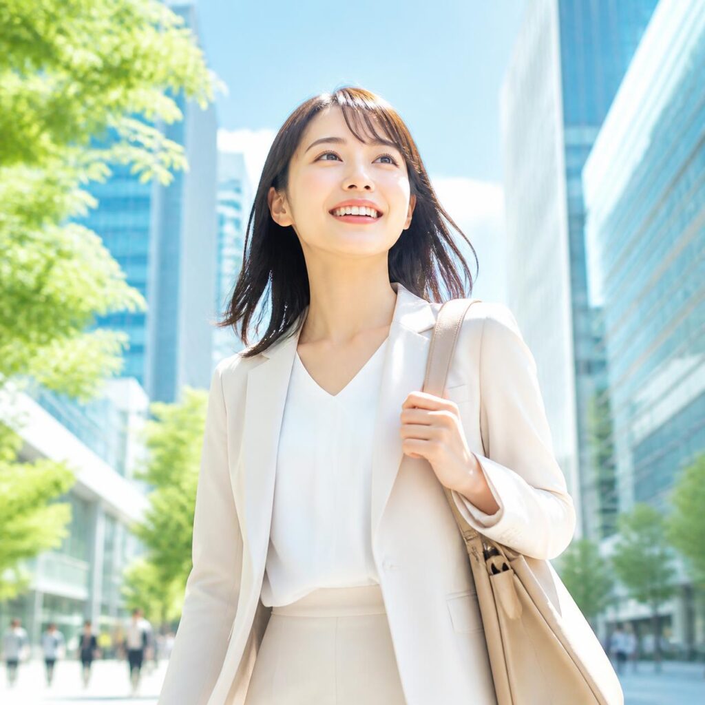 転職活動を終えて新しい一歩を踏み出す前向きなイメージ