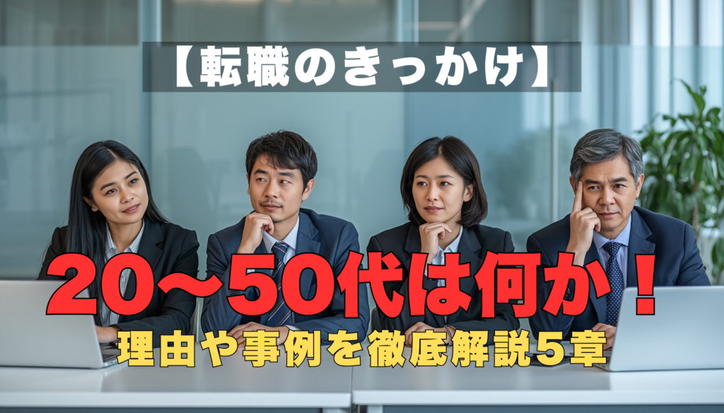 20代から50代まで幅広い世代の転職のきっかけを表すイメージ