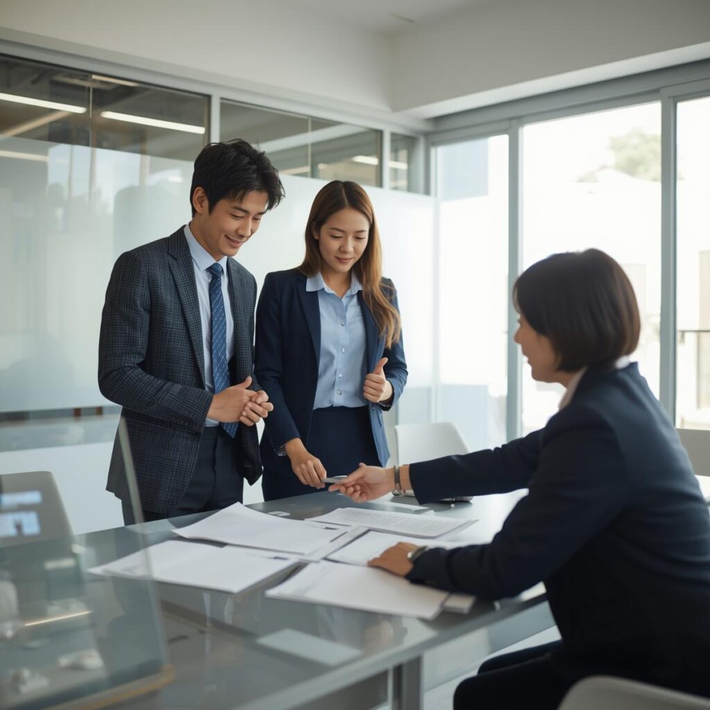 退職後の各種手続きを行う人