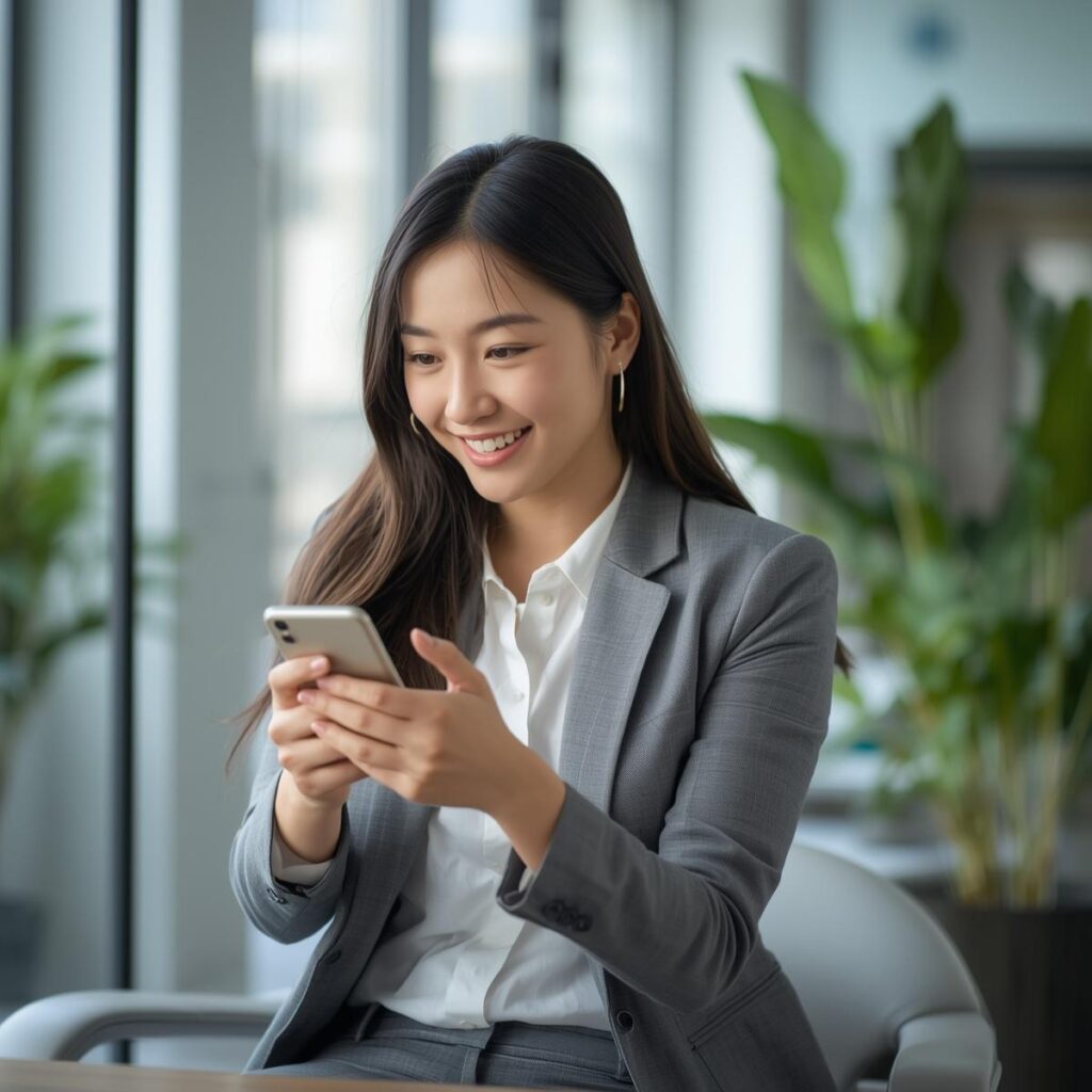 転職情報を確認する会社員