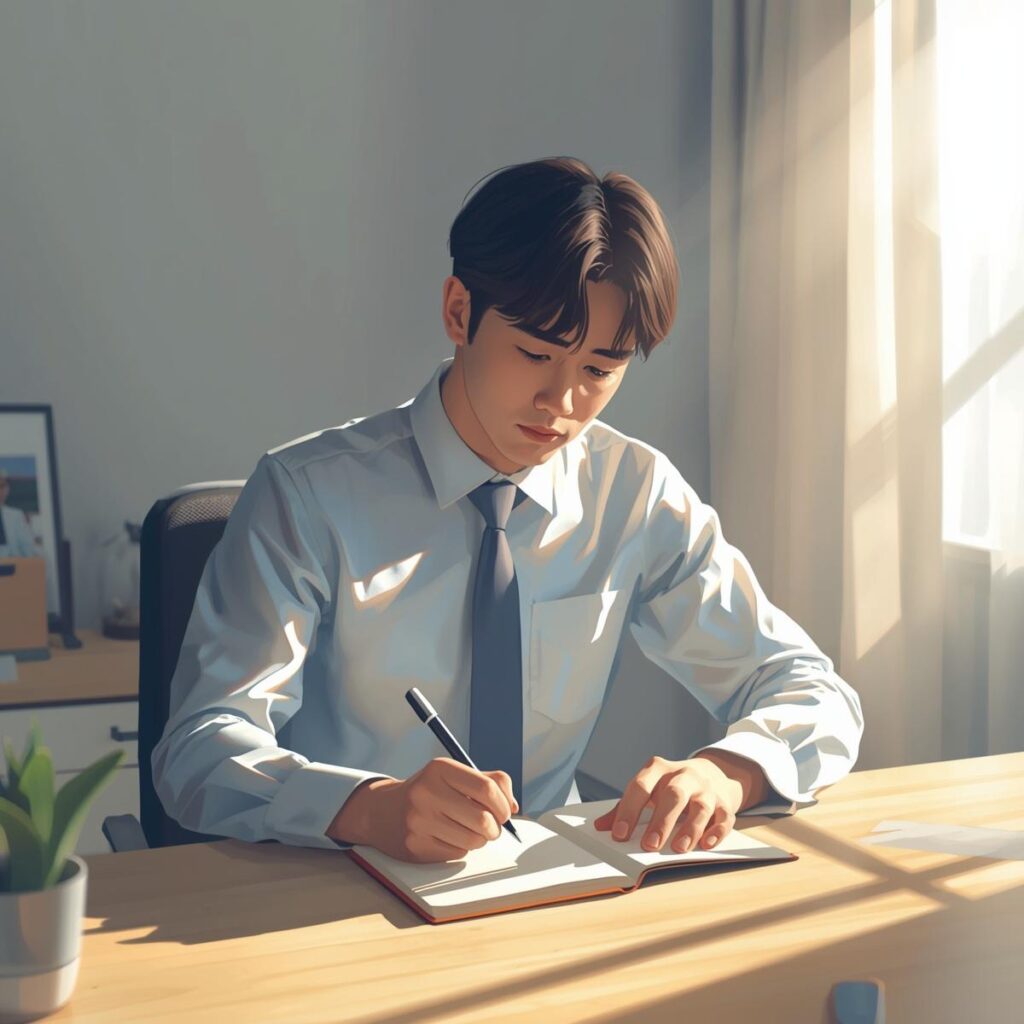 転職理由を整理する会社員