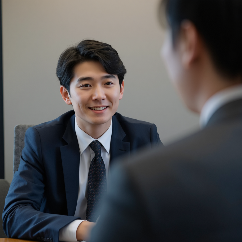 上司に退職の意向を落ち着いて伝えている面談シーンのイメージ