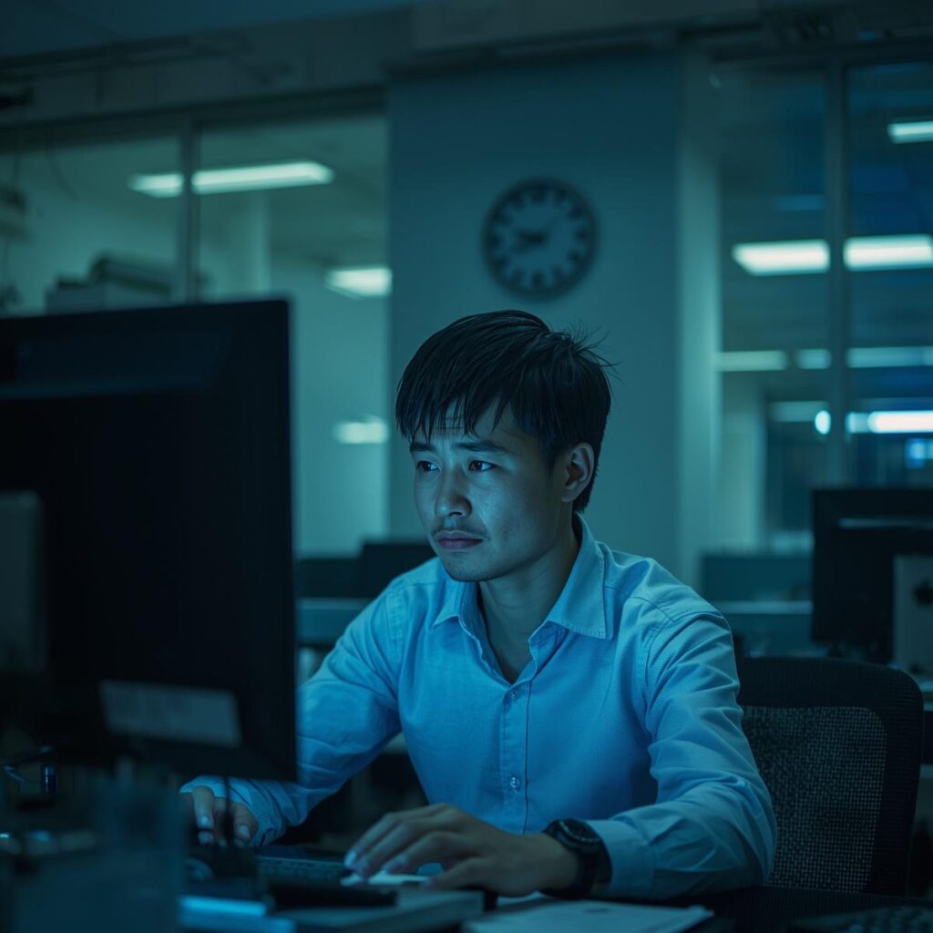 サービス残業で疲弊する会社員のイメージ