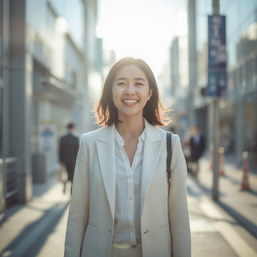 悩みを整理し、前向きに一歩踏み出そうとする会社員の様子