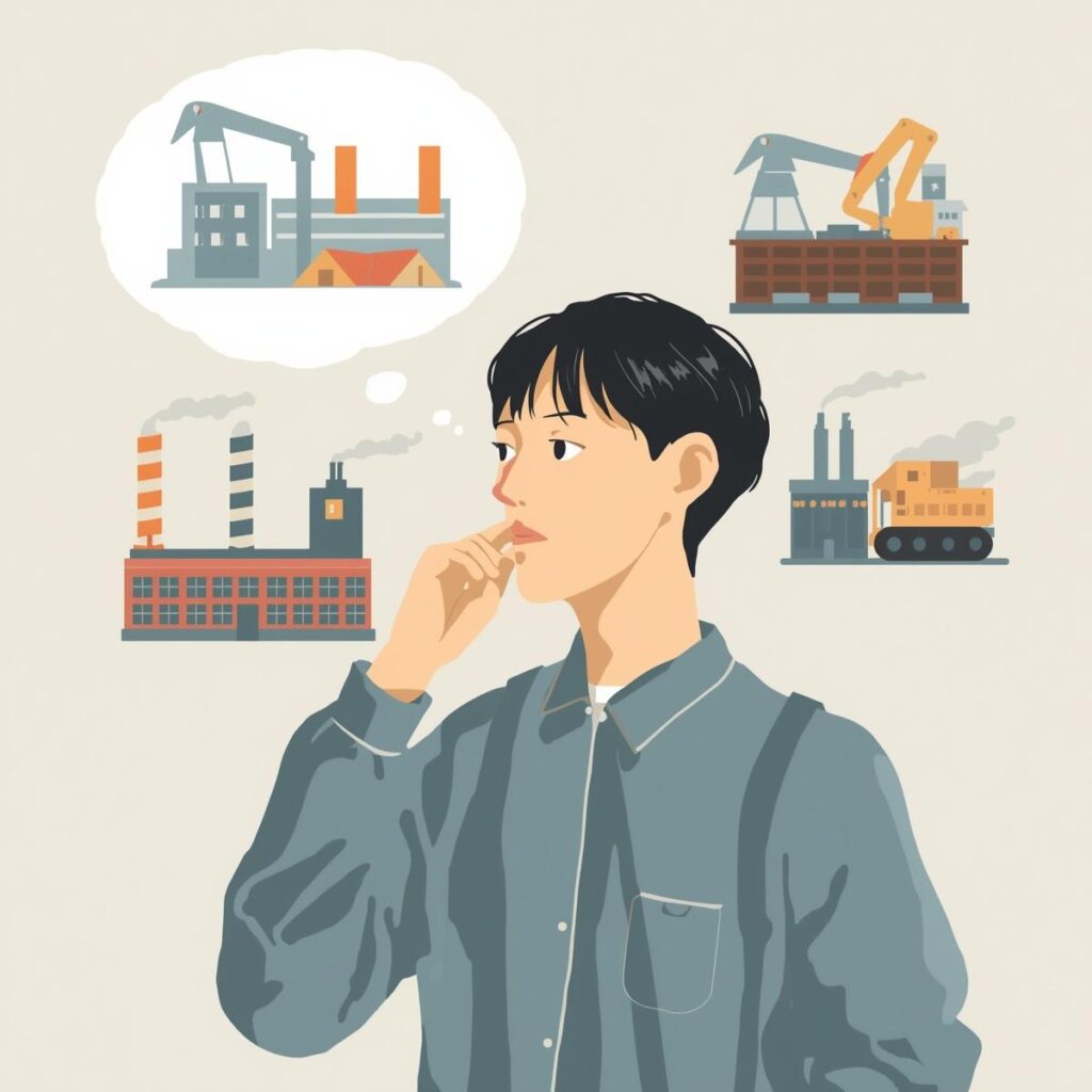 7つの工場での経験を振り返るイメージ