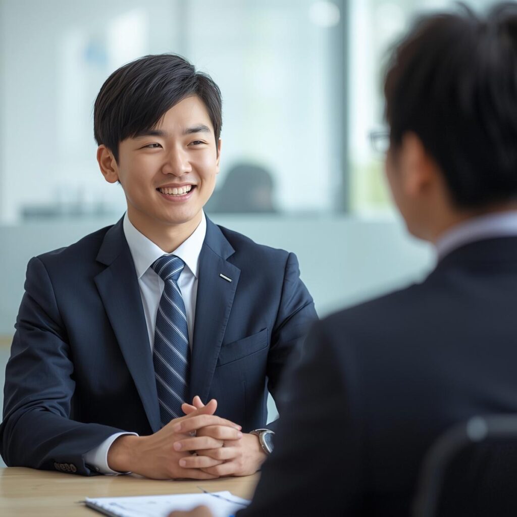 未経験者が工場の面接で人柄をアピールしている様子
