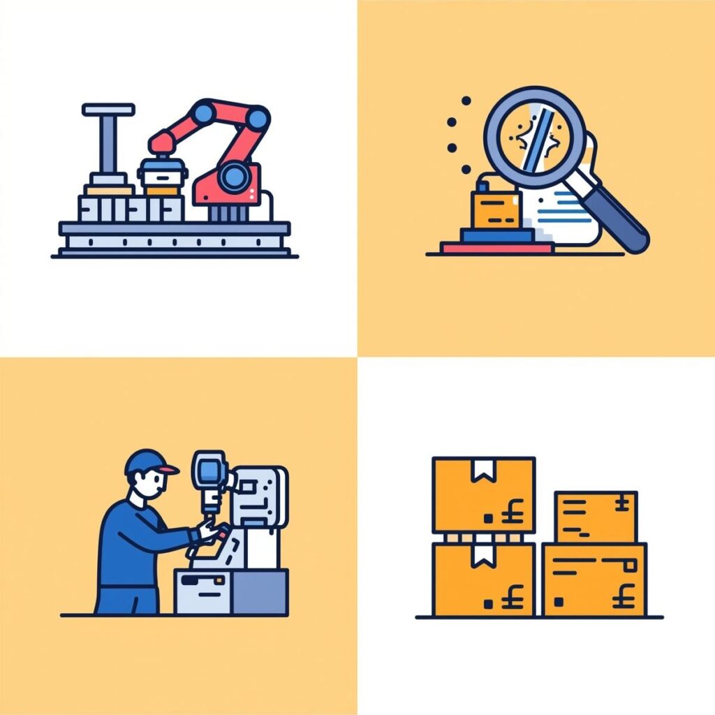 工場正社員の仕事内容4タイプを表すイラスト