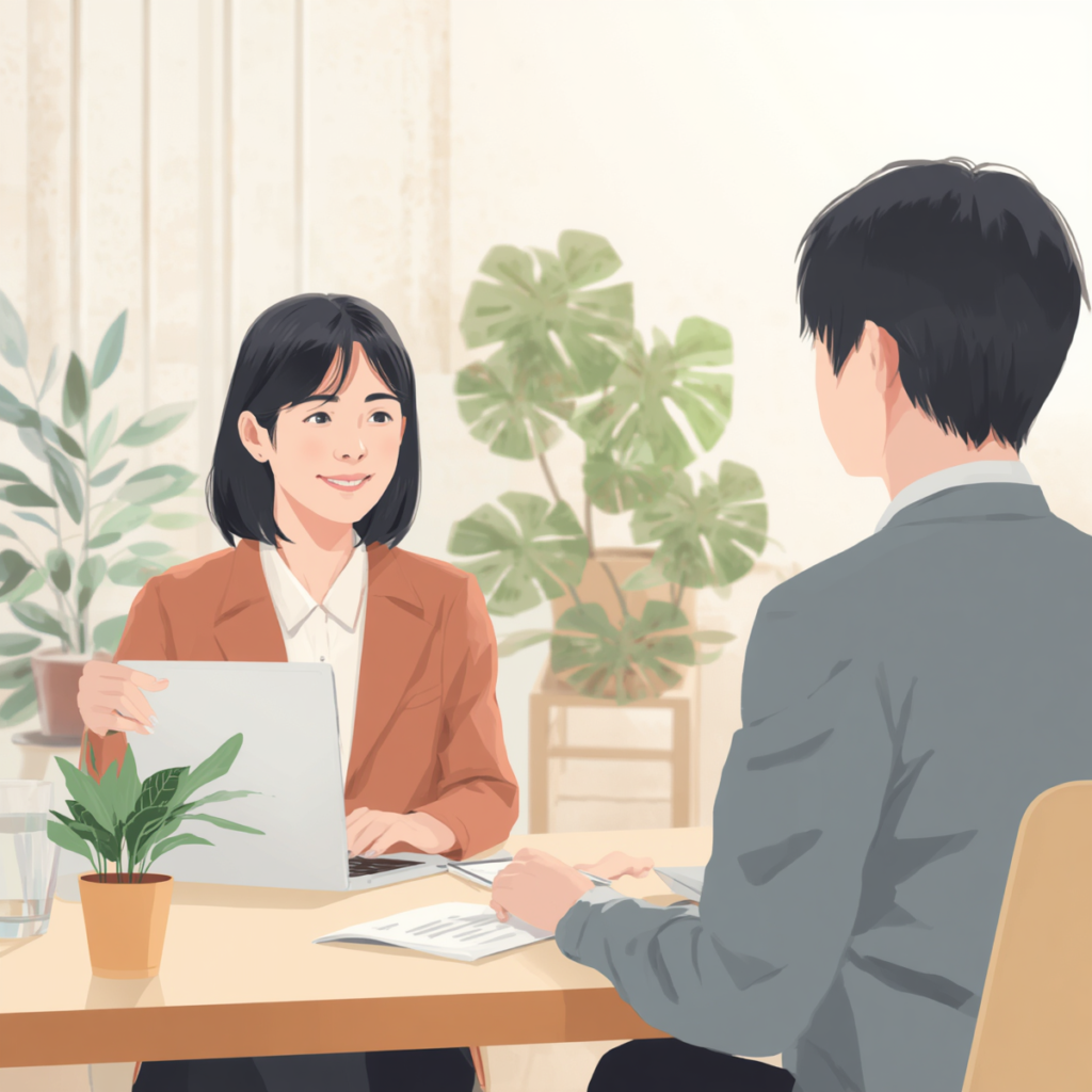 転職エージェントと転職の軸について相談する様子