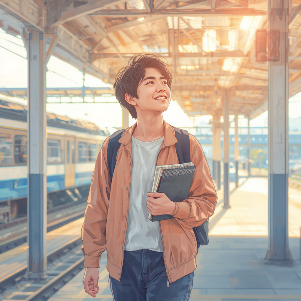 転職の軸が整理できて前向きな表情で歩く人