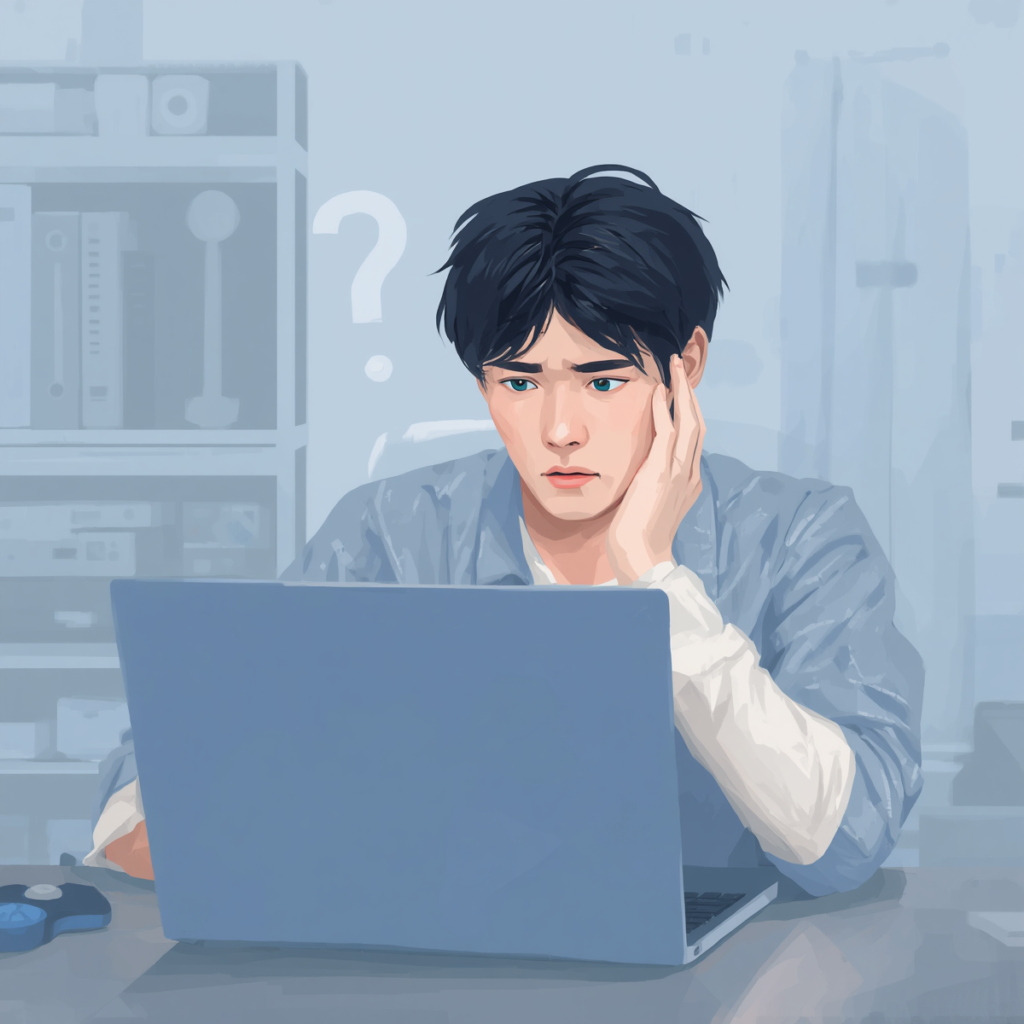 転職の軸が定まらず求人サイトを見て悩む20代の様子