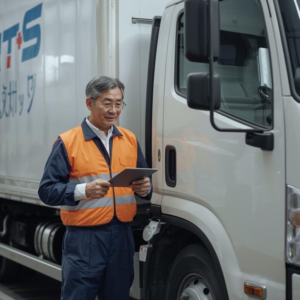 未経験からでも先輩に教わりながらドライバーの仕事を始められる40代男性のイメージ