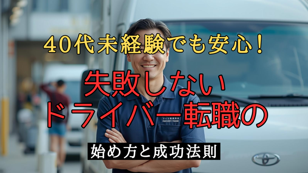 40代男性がトラックのそばで前向きな表情を見せるシーン。未経験からのドライバー転職への希望を象徴した写真。