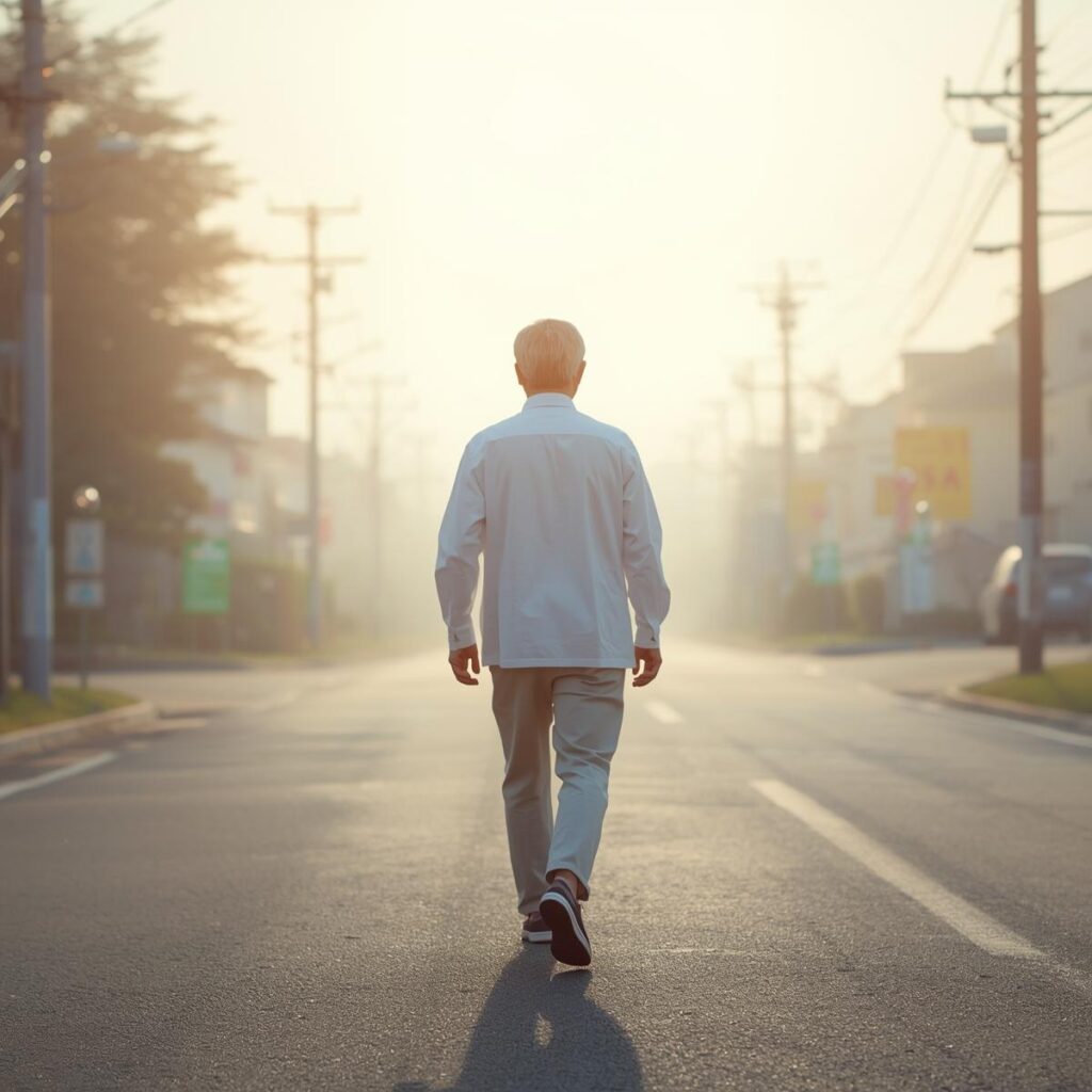 40代・50代未経験からドライバー転職に前向きに踏み出す男性の後ろ姿イメージ