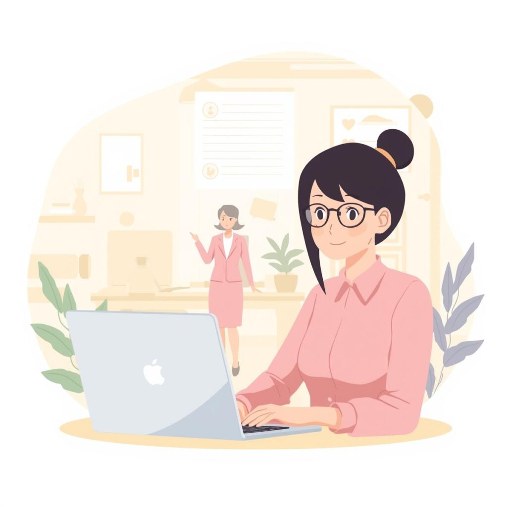 20代向け就職支援サービスUZUZで、キャリア相談を受ける日本人若者のイメージイラスト