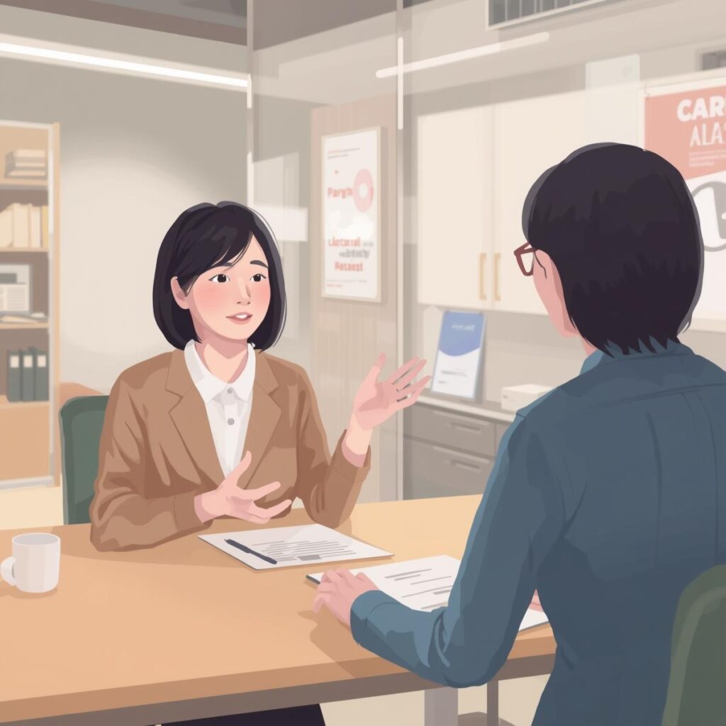 キャリアボルエージェントが自己分析を重視して支援している様子