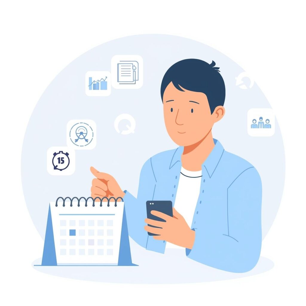 在職中の転職活動で会社にバレにくい休み方を計画する様子