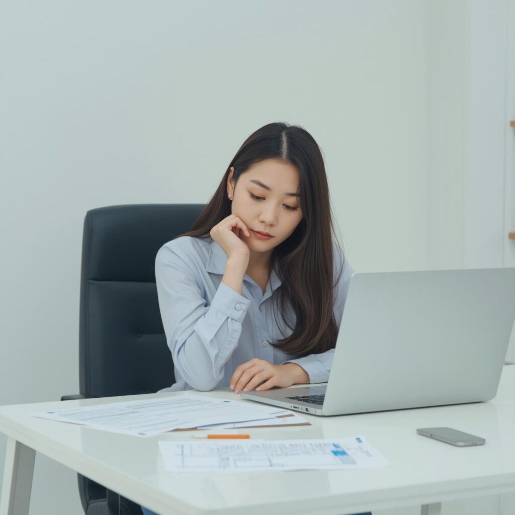 転職サービスの注意点を確認しながら慎重に比較する20代女性のイメージ