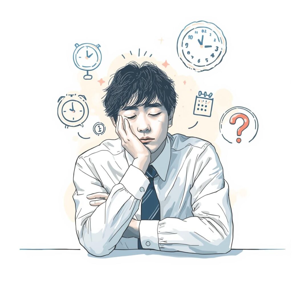 転職時期について考えすぎて迷ってしまうビジネスパーソンの心理を表したイメージ