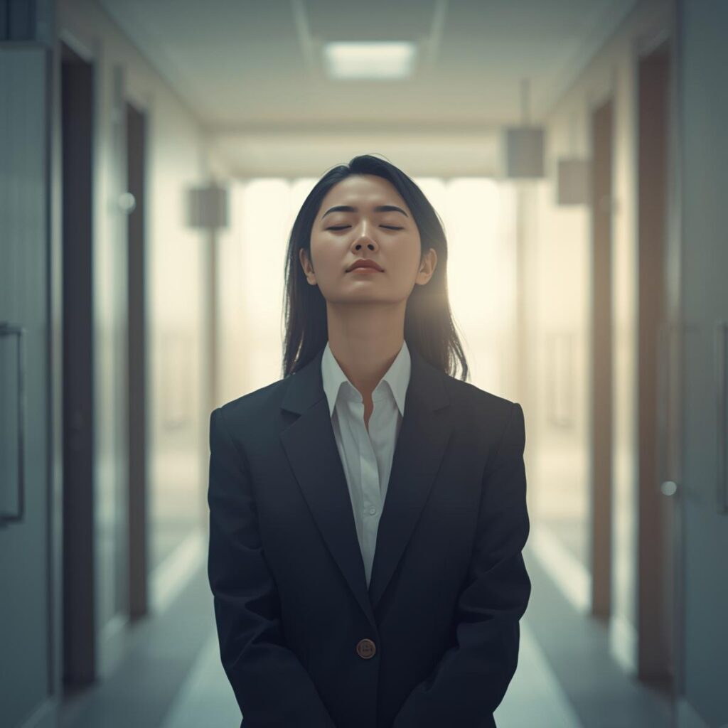 焦って転職せず一度立ち止まって考える会社員のイメージ