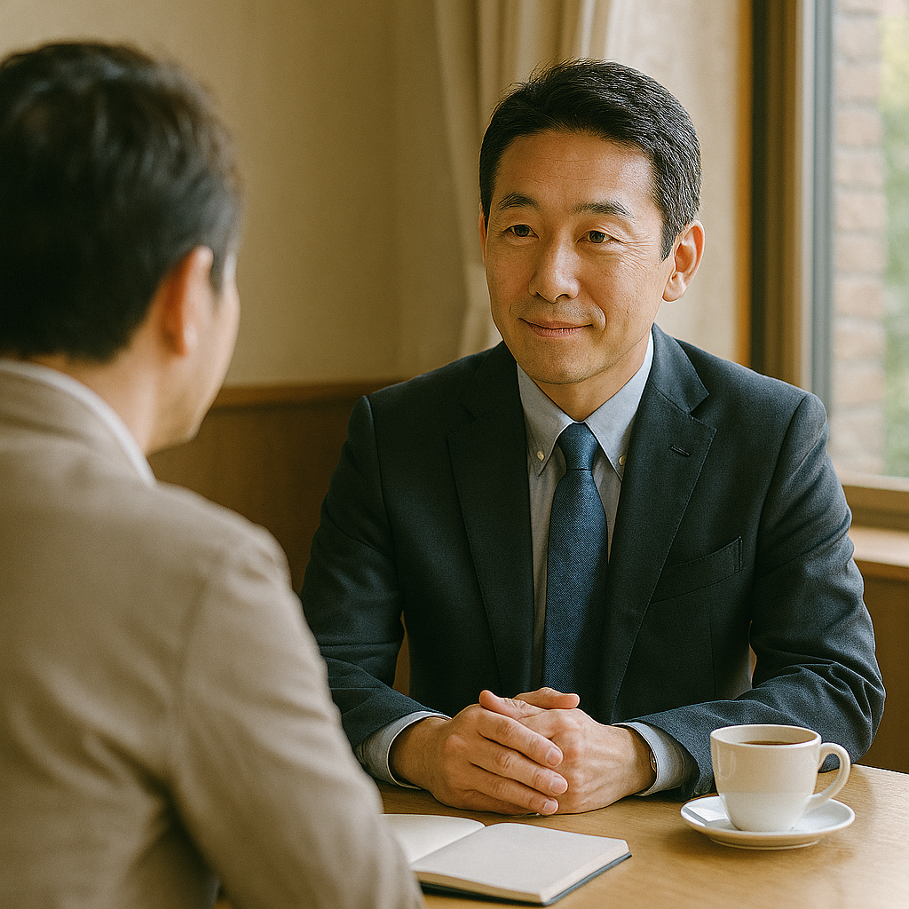 40代がキャリア相談で安心して話す様子
