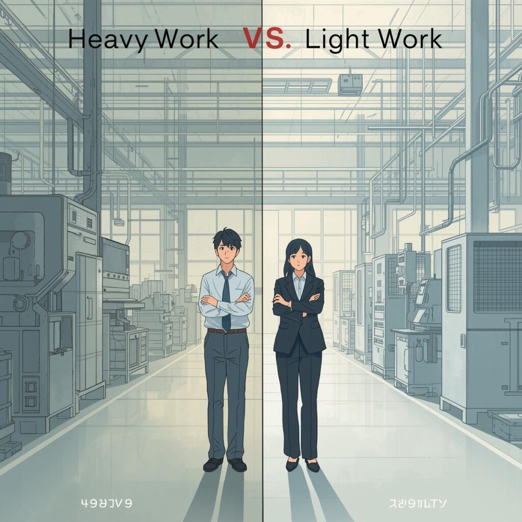工場勤務がきついか楽かは条件によって異なることを表したイメージ