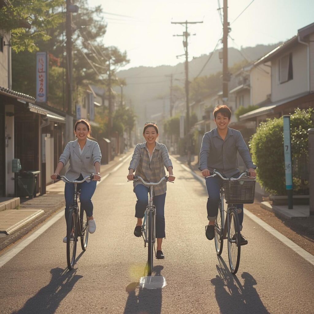 定時で工場を出て週末の休みを楽しみにしている工場作業員