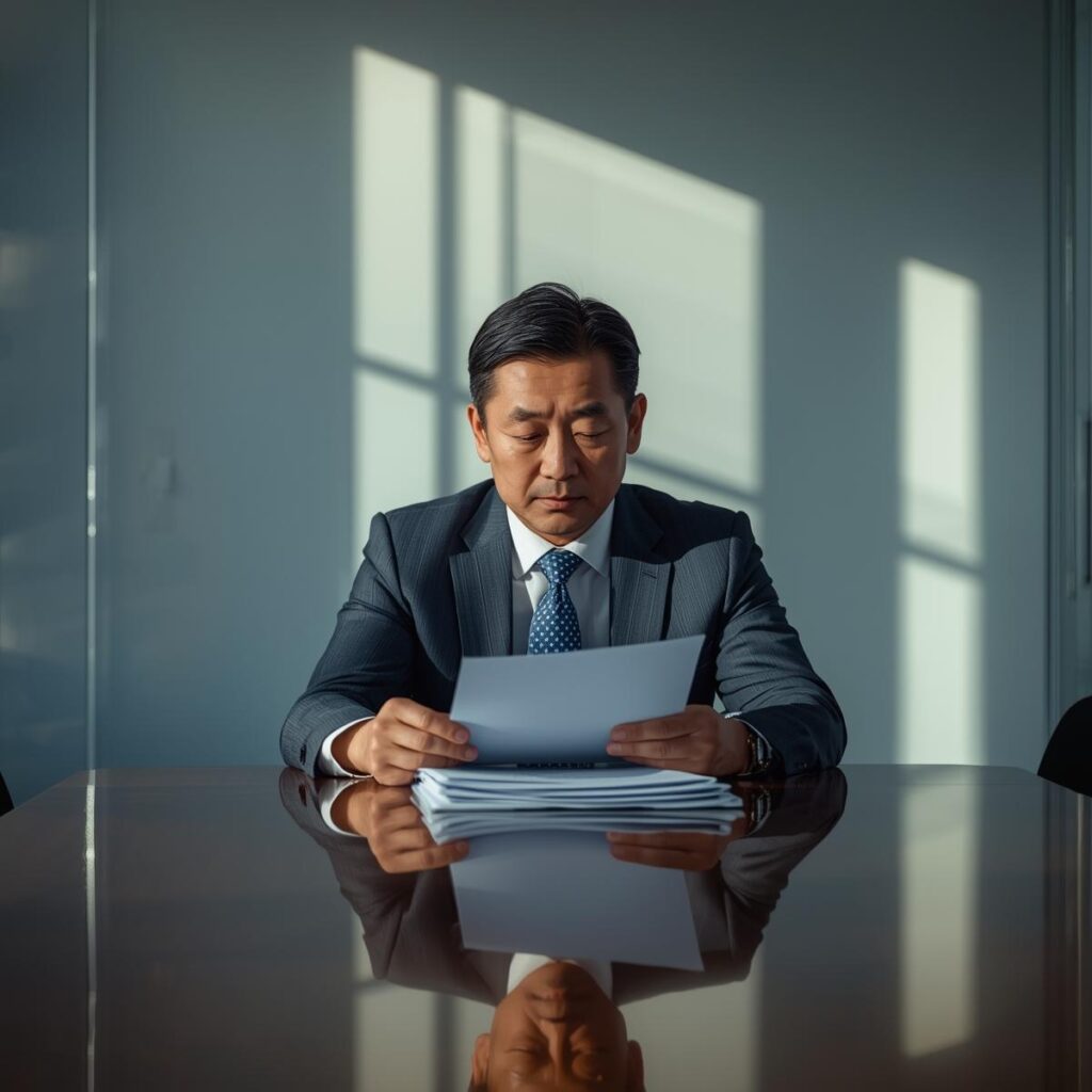 採用担当者が応募書類を確認している様子