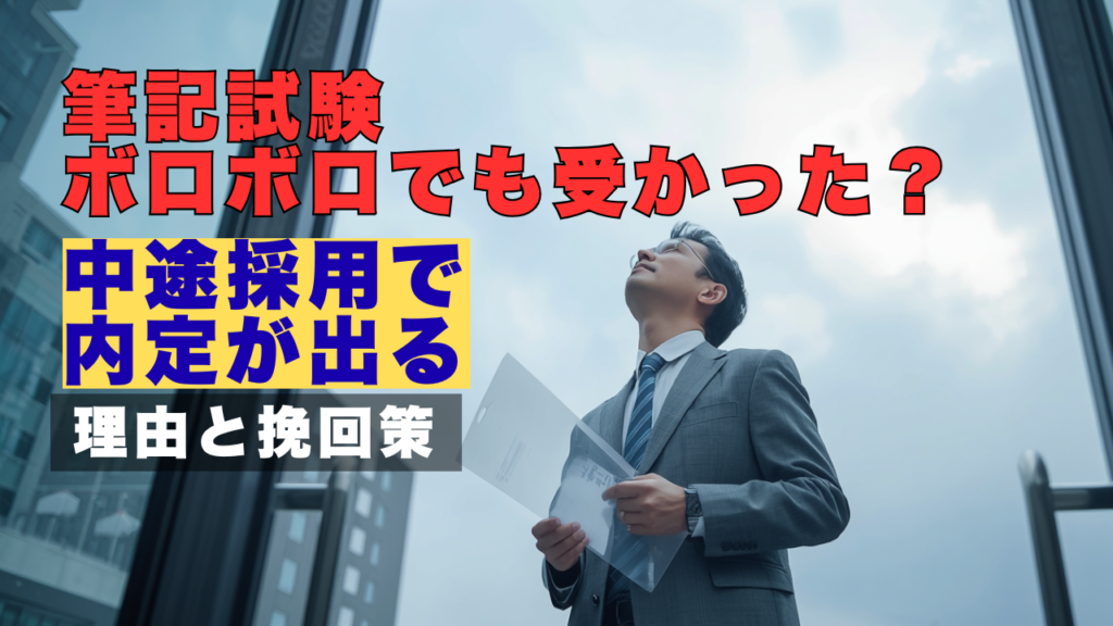 中途採用の筆記試験後に不安を感じながらも前を向く男性