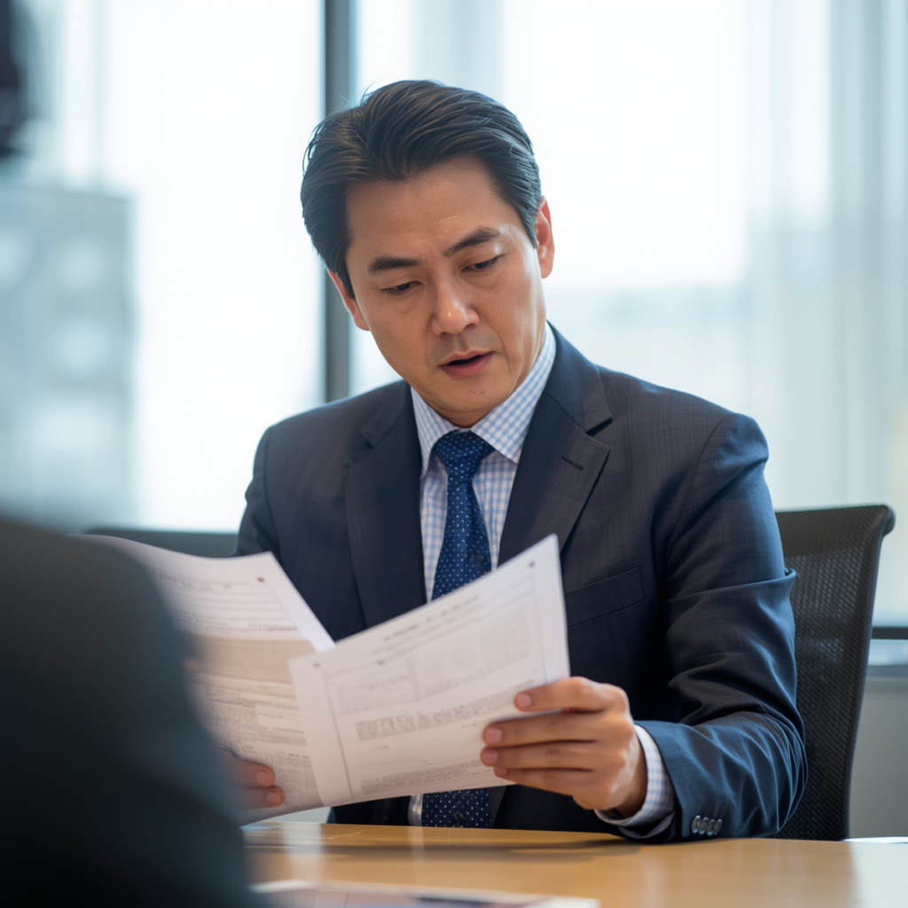 採用担当者が志望動機書類を真剣にチェックしている場面