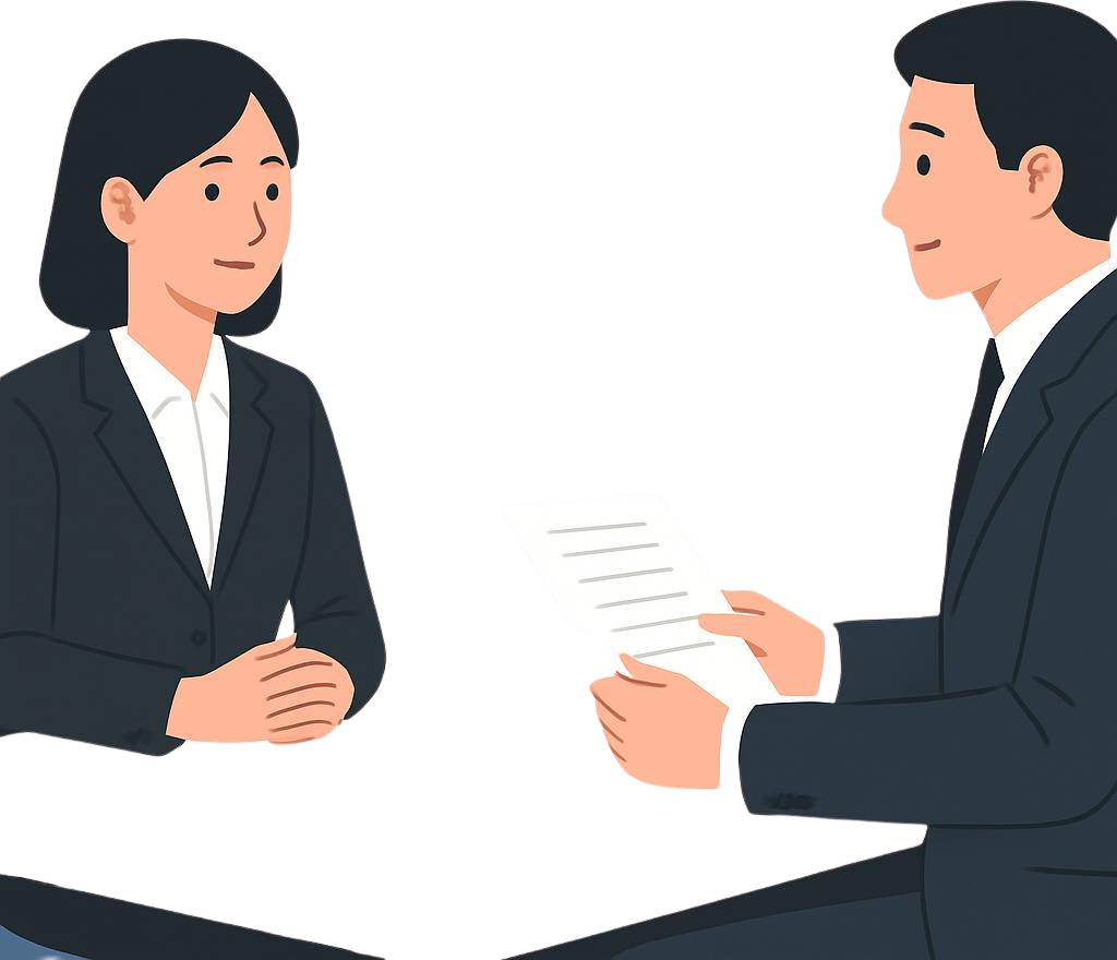 面接で志望動機を自信を持って伝えている様子