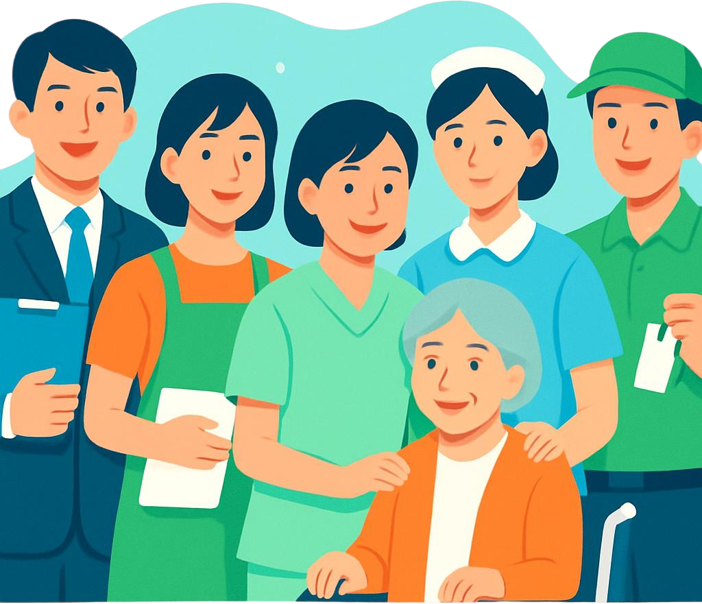 事務・営業・介護・看護など7職種で働く人たちのイメージ