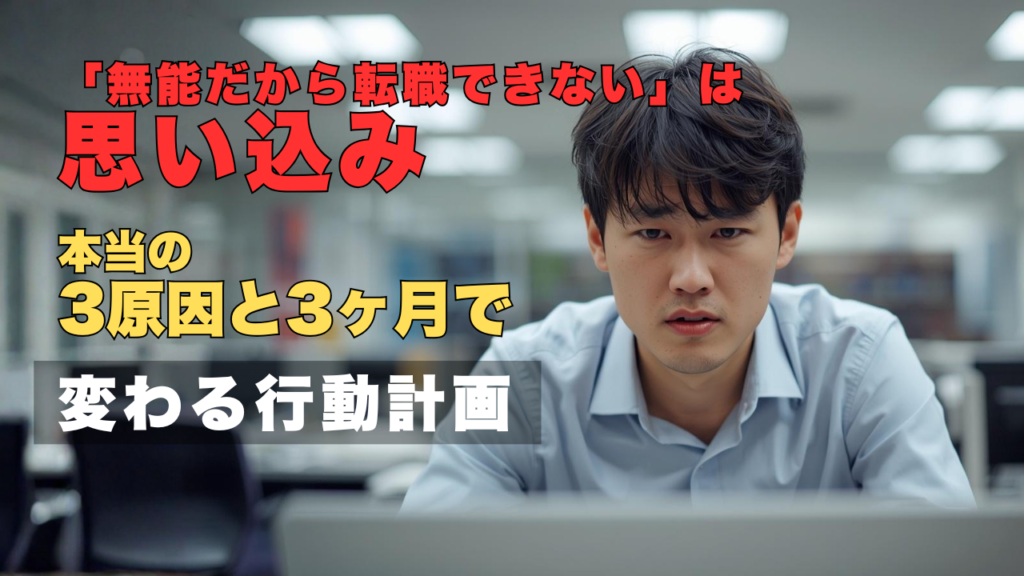 転職できず無能と感じて悩む男性のイメージ