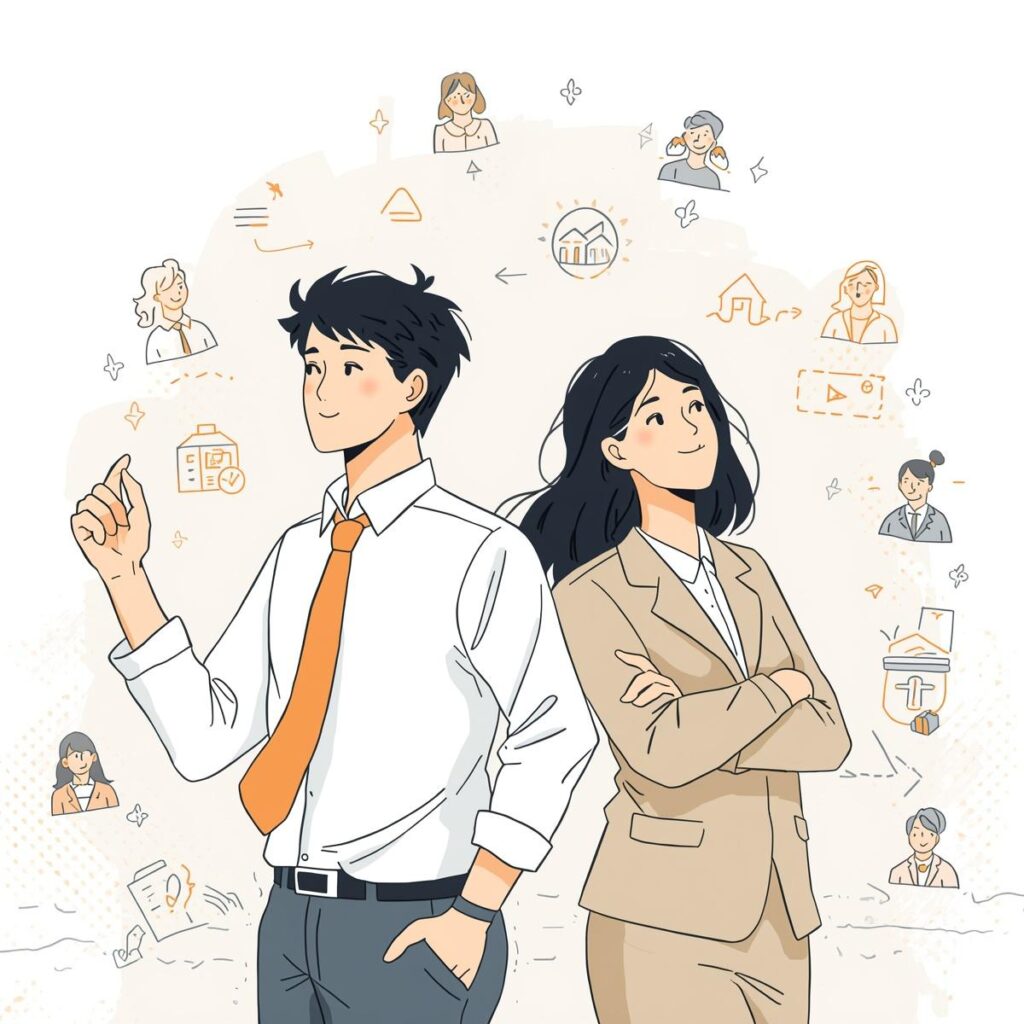 自分に合った転職エージェントの組み合わせを選んで転職成功するイメージ