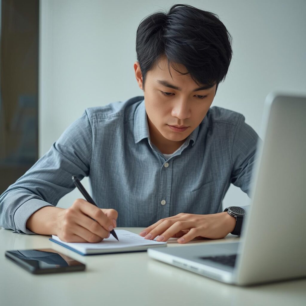 転職エージェントの複数利用で注意すべきポイントを確認している様子