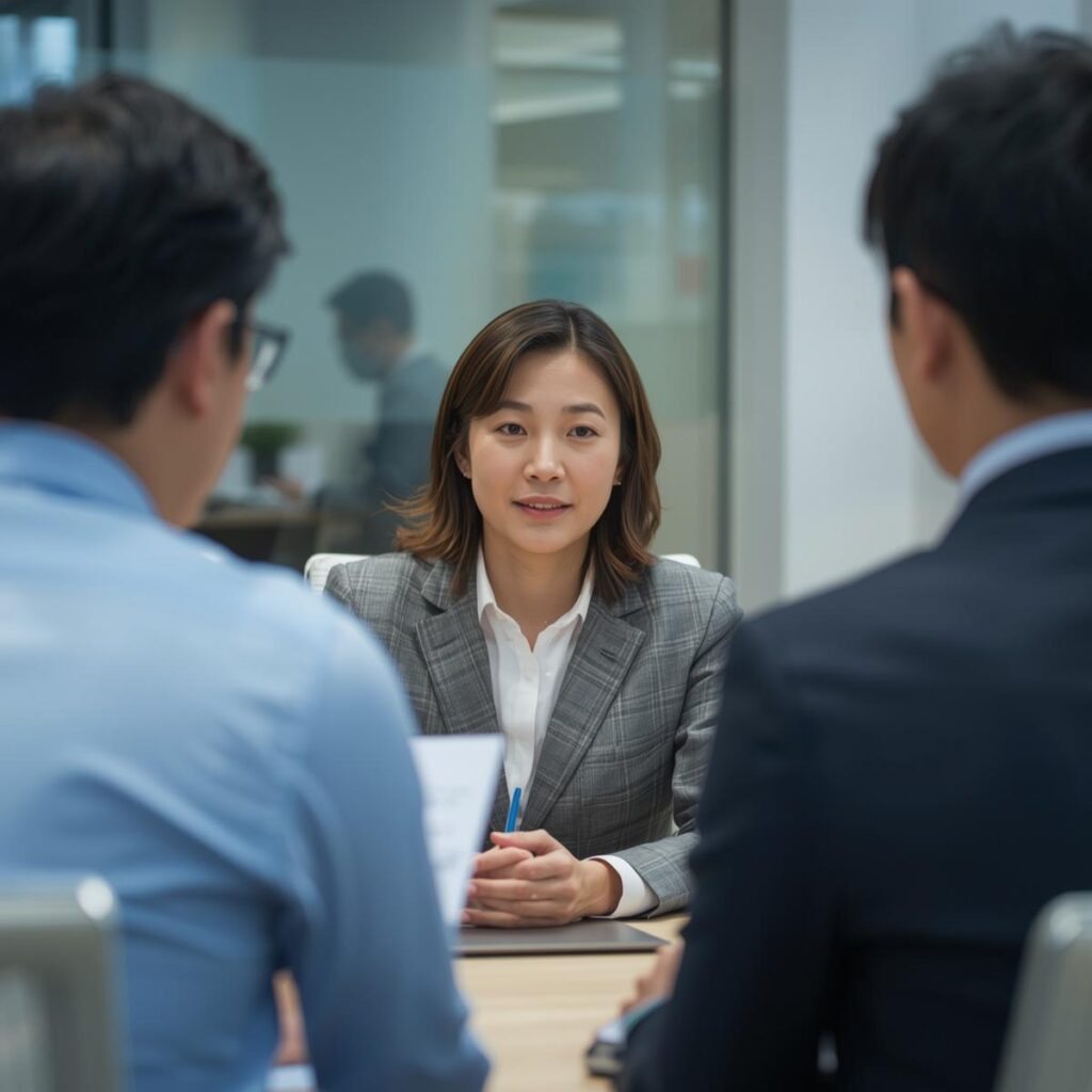 複数の転職エージェントの担当者と面談して比較するイメージ