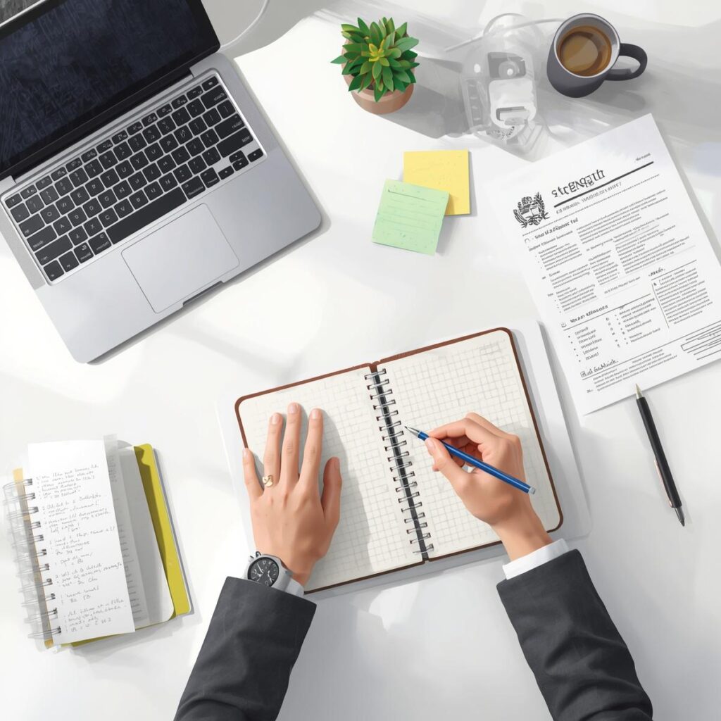 自己PRの例文を参考に履歴書を書く未経験転職者のイメージ