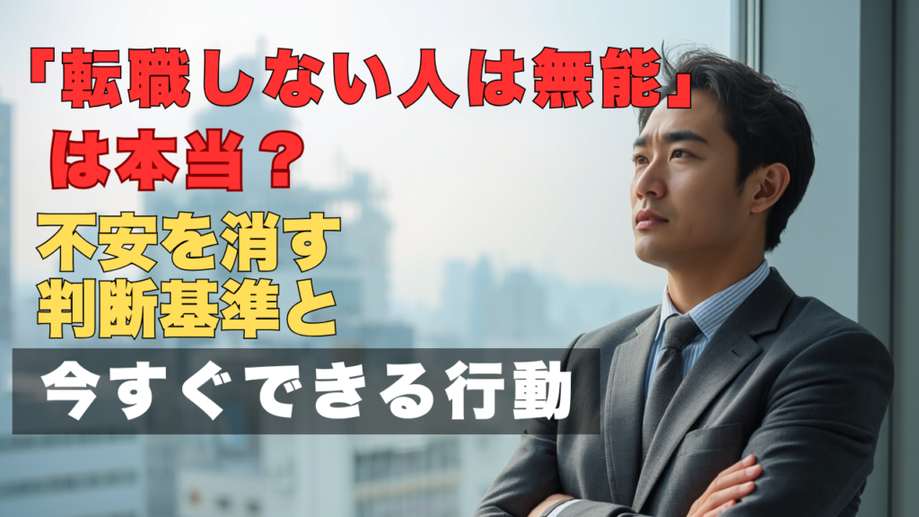 転職しない人は無能なのか悩む会社員のイメージ
