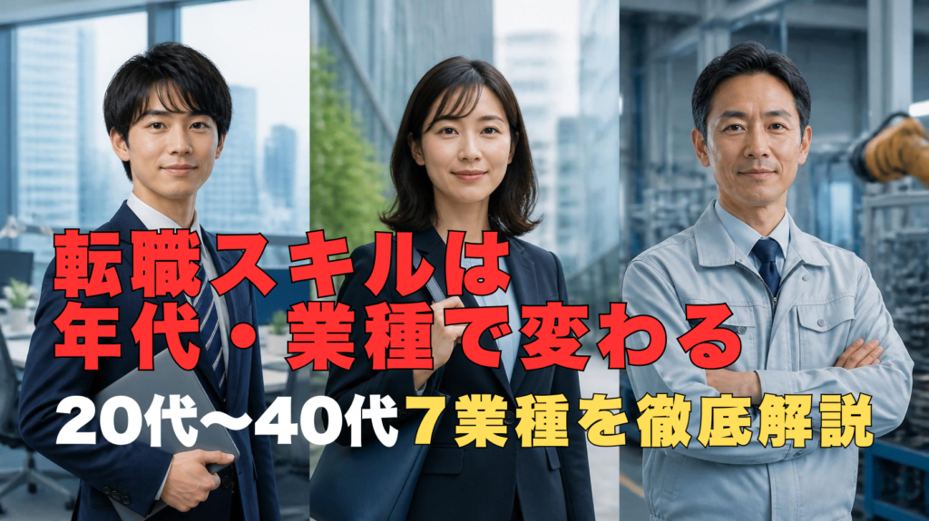 年代別・業種別で評価される転職スキルのイメージ