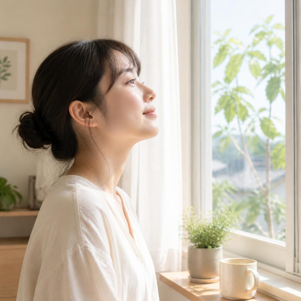 気持ちを整理して落ち着きを取り戻す様子
