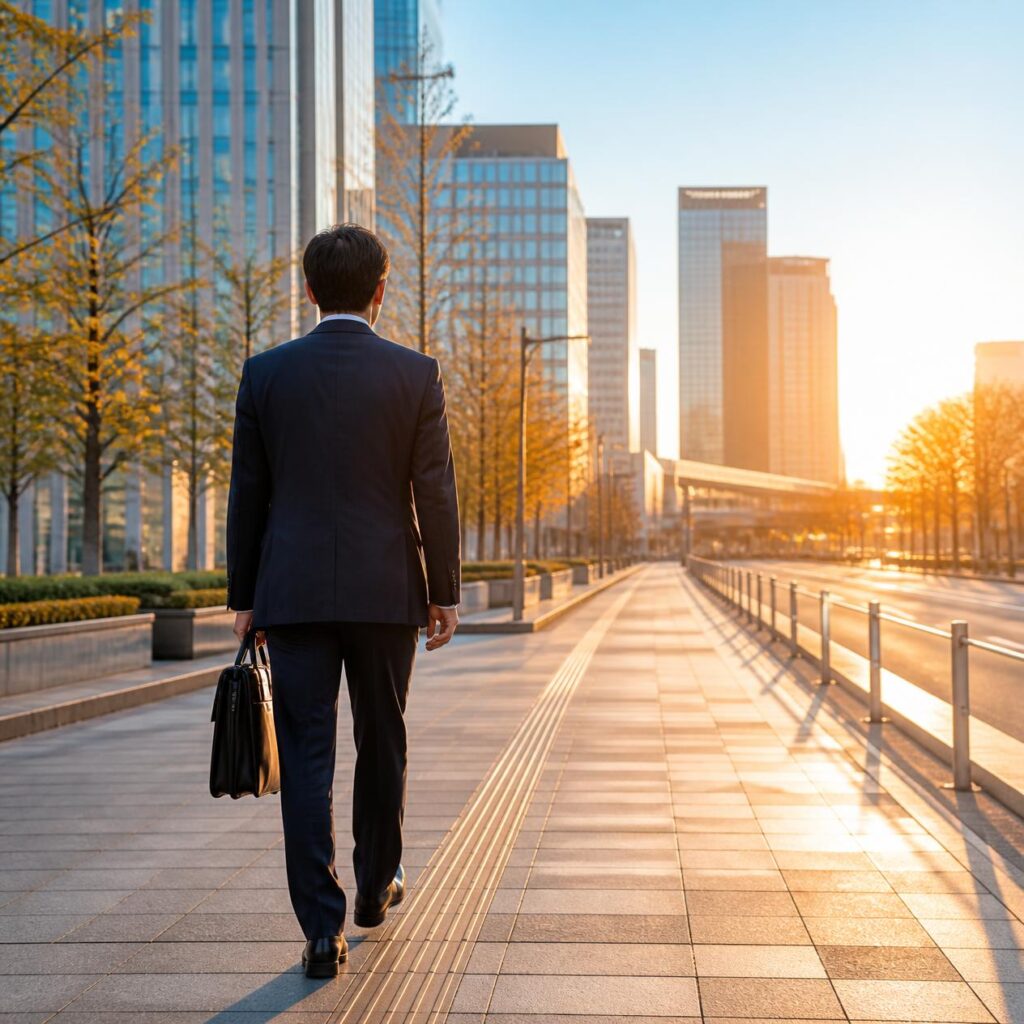 40代職歴なしから新しい職場へ向かって歩き出す後ろ姿