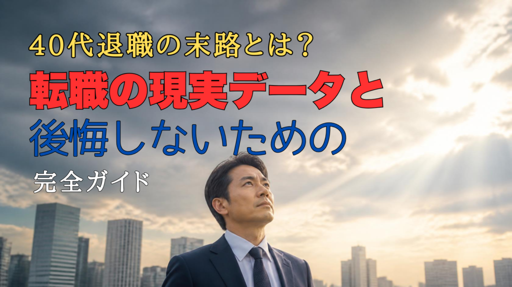 40代退職の末路と向き合いオフィス街の空を見上げるビジネスパーソンのイメージ