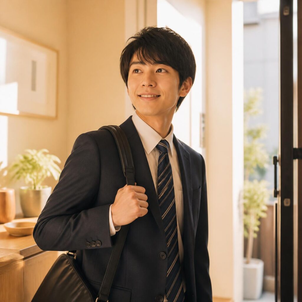 正社員登用に向けて前向きに出勤する人物