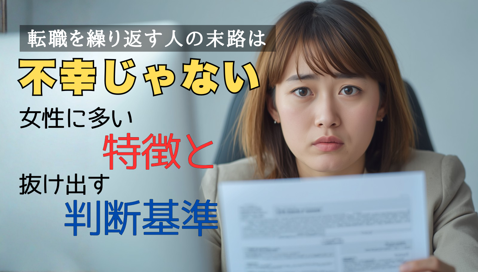 転職回数の多さに不安を感じる女性