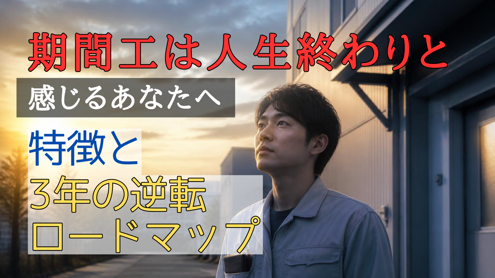 期間工で人生終わりと感じ朝日を見上げる日本人男性