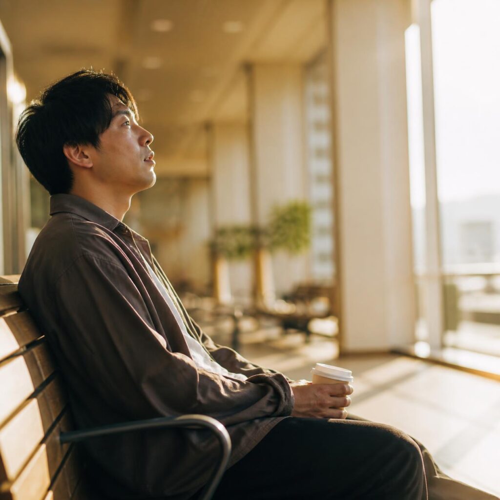 不安が少し和らぐ瞬間のイメージ